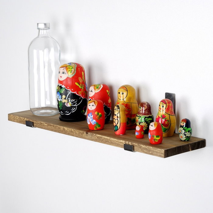 Hanah Home Estantería Decorativa de Pared de Madera Negro y Nogal